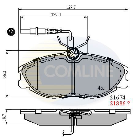 Комплект гальмівних накладок, дискове гальмо, Comline CBP1340