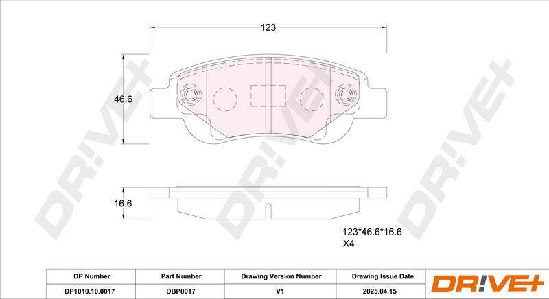 Set placute frana,frana disc DP1010.10.0017 Dr!ve+