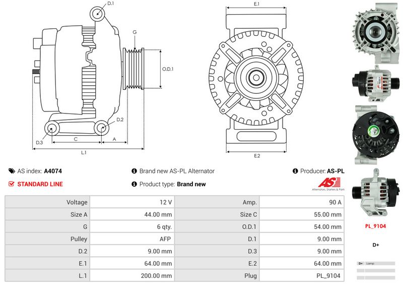 AS-PL A4074 Alternator