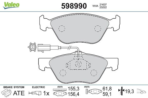 комплект спирачно феродо, дискови спирачки VALEO