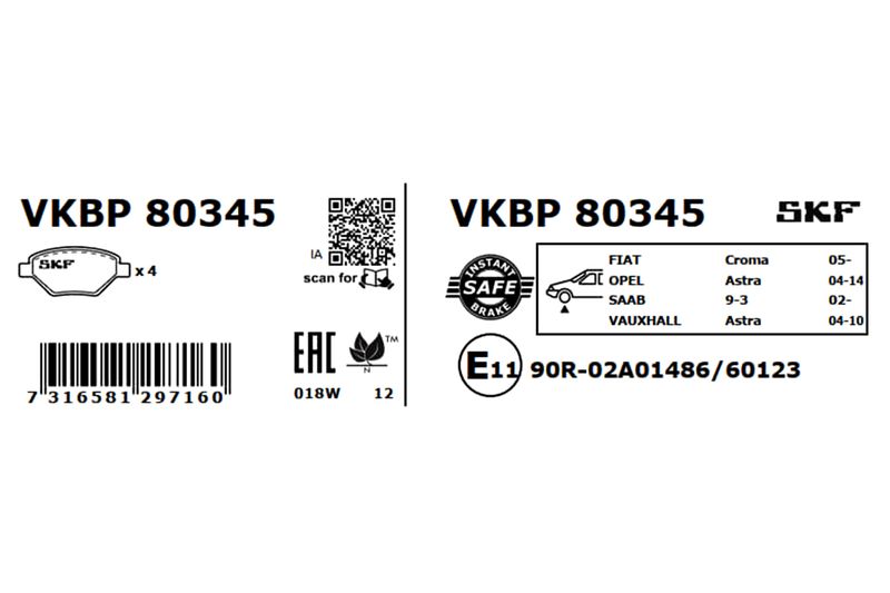 SKF VKBP 80345 Brake Pad Set, disc brake