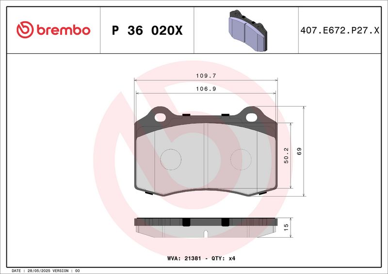 Piduriklotsi komplekt, ketaspidur, BREMBO P 36 020X