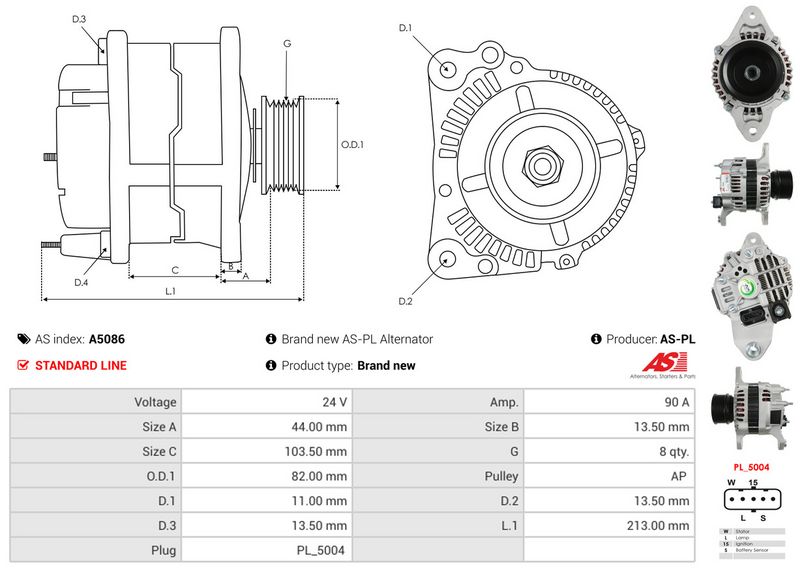 AS-PL A5086 Alternator