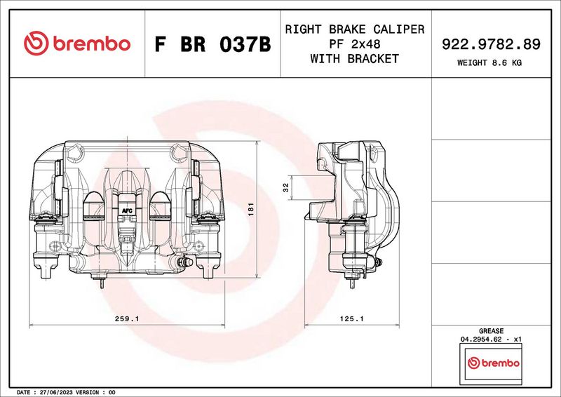 BREMBO FBR037B Brake Caliper