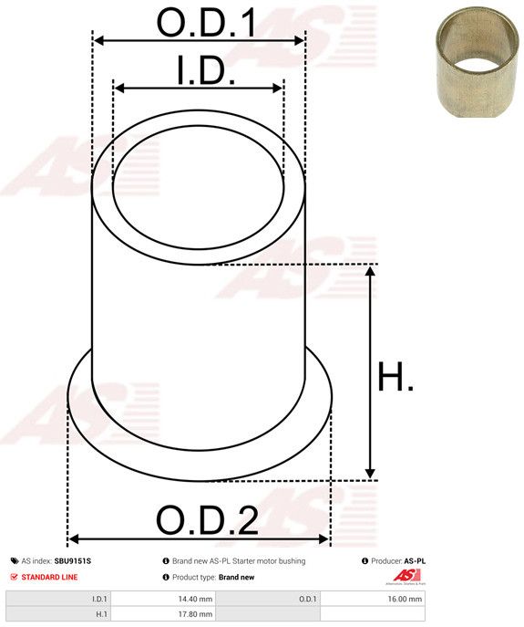 Puks, starterivõll, AS-PL SBU9151S