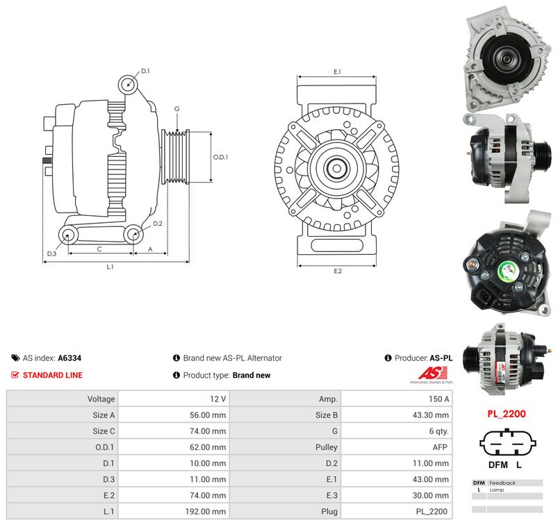 AS-PL A6334 Alternator