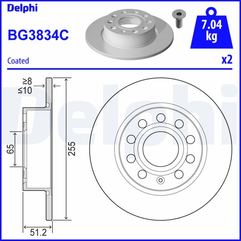 DELPHI féktárcsa BG3834C