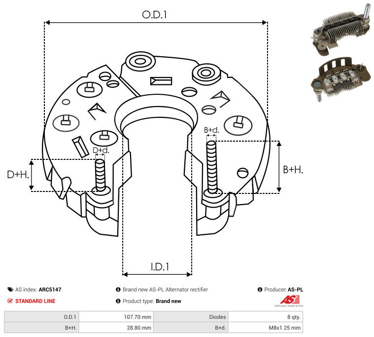 AS-PL ARC5147 Rectifier, alternator