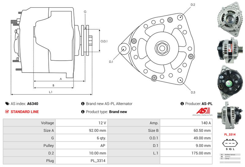 AS-PL A6340 Alternator