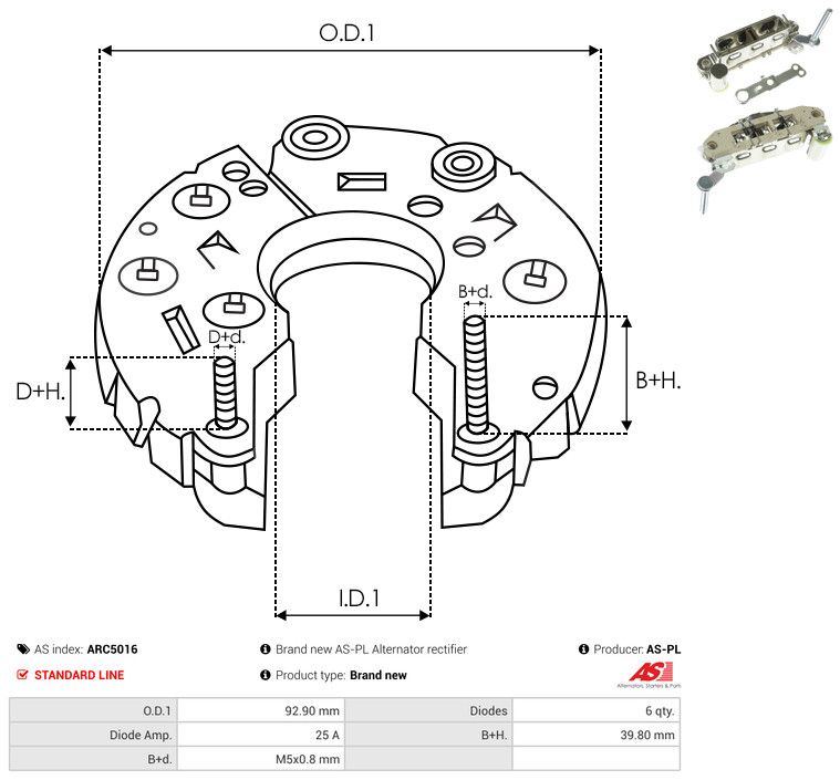 AS-PL ARC5016 Rectifier, alternator