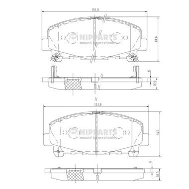 Комплект гальмівних накладок, дискове гальмо, Nipparts N3604069