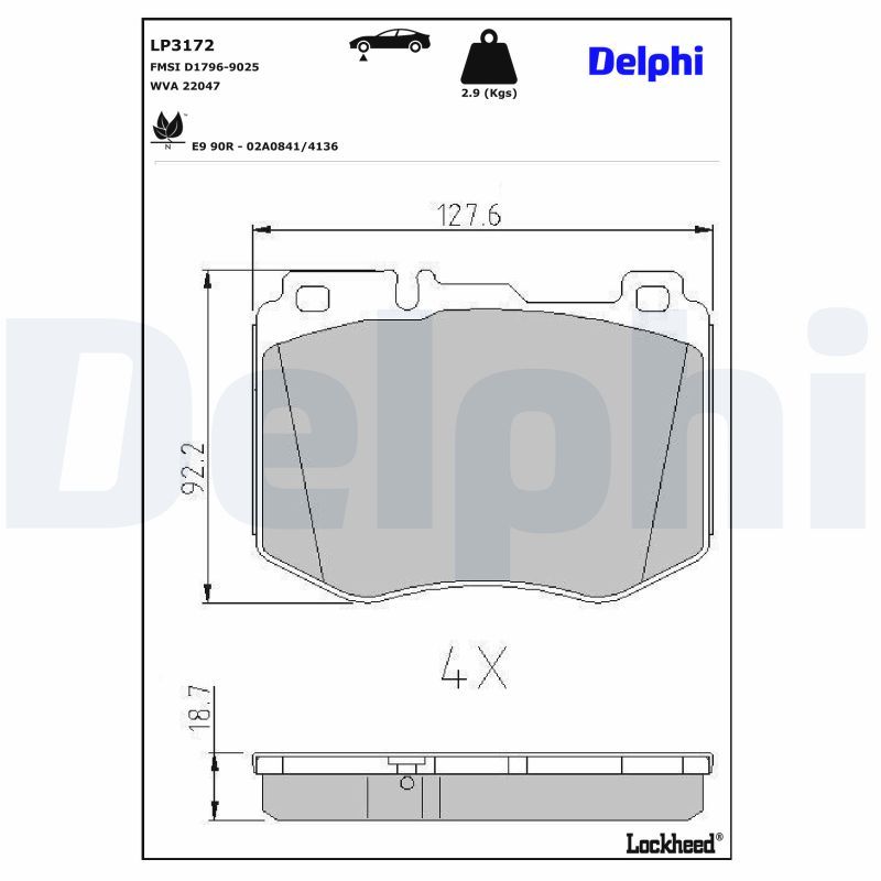 Piduriklotsi komplekt, ketaspidur, DELPHI LP3172