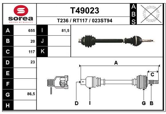 EAI hajtótengely T49023