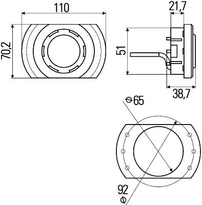 Binnenverlichting lamp  SpotLED (12/24V, lengte kabel: 200mm) lengte: 110mm  diepte: 33mm  hoogte:70mm