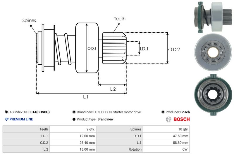 AS-PL SD0014(BOSCH) Freewheel Gear, starter