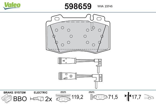 комплект спирачно феродо, дискови спирачки VALEO