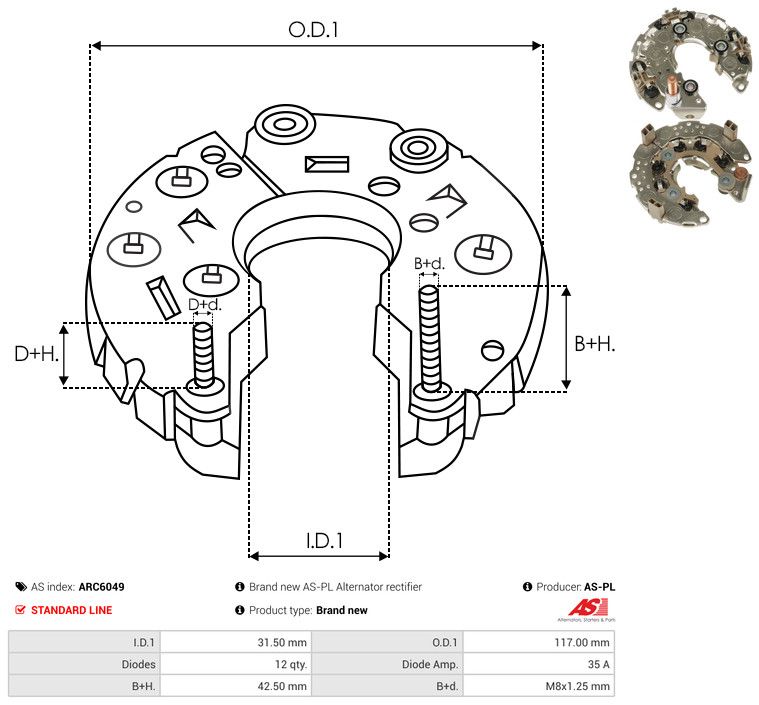 AS-PL ARC6049 Rectifier, alternator