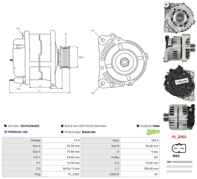 AS-PL A3141(VALEO) Generatorius