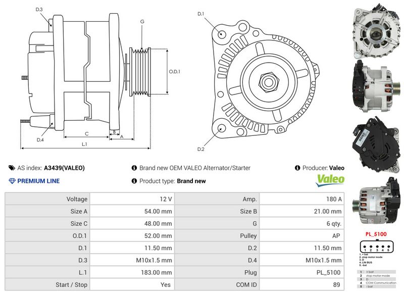 AS-PL A3439(VALEO) Alternator