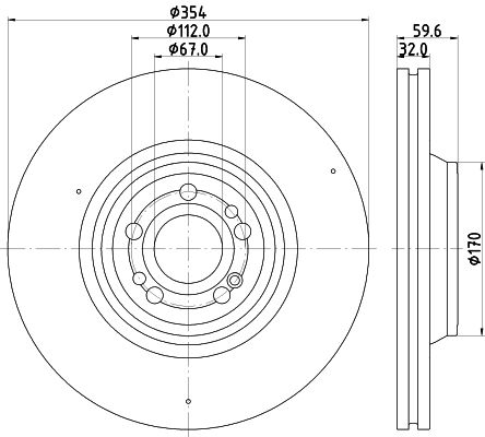 HELLA PRO HIGH CARBON Mercedess Гальмівний диск передній GLE V167, C167