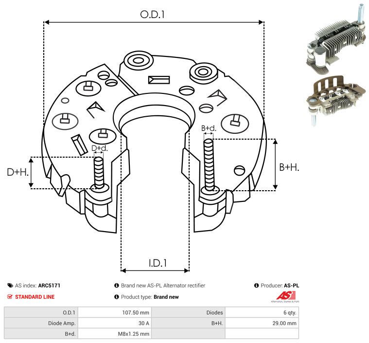 AS-PL ARC5171 Rectifier, alternator