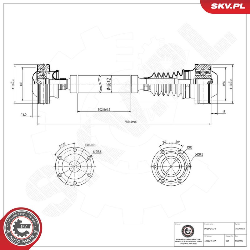 ESEN SKV 76SKV034 Drive Shaft