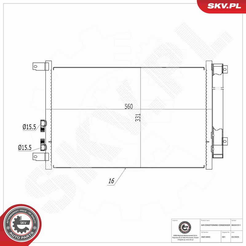 ESEN SKV 86SKV311 Condenser, air conditioning