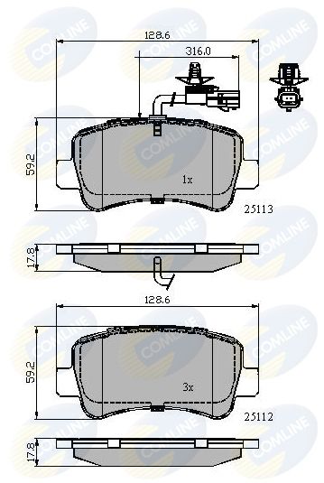 Комплект гальмівних накладок, дискове гальмо, Comline CBP12105