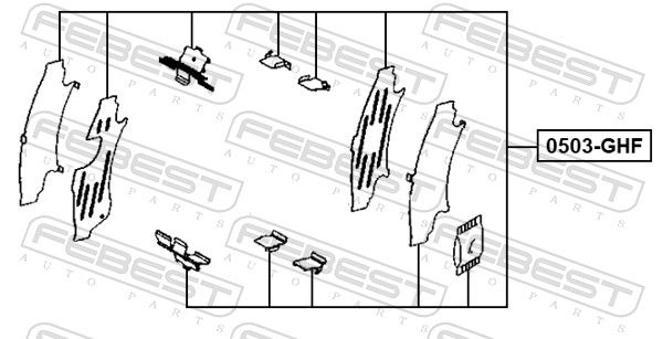 Комплект приладдя, накладка дискового гальма, Febest 0503-GHF