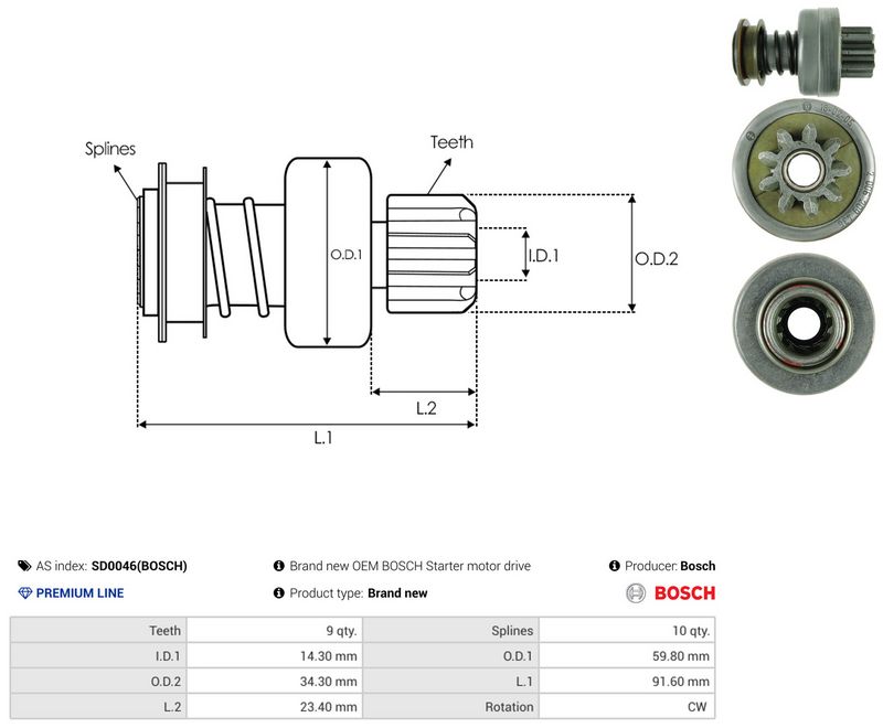 AS-PL SD0046(BOSCH) Freewheel Gear, starter