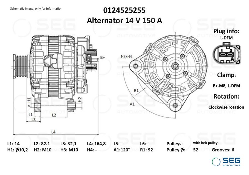 SEG Automotive 0124525255 Alternator