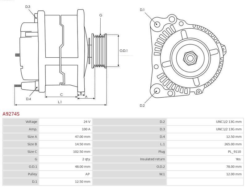 AS-PL A9274S Alternator