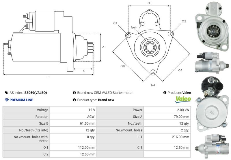 AS-PL S3069(VALEO) Starter