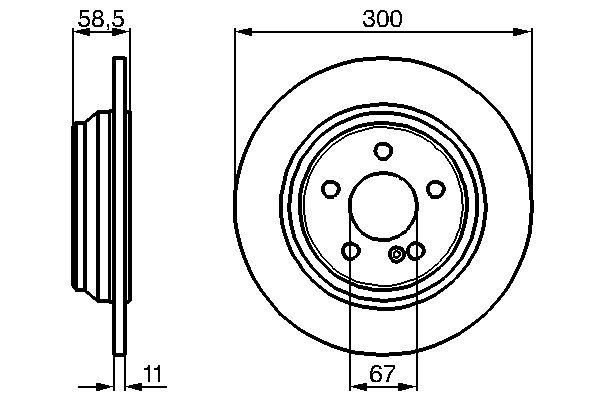 Гальмівний диск, повн., 300мм, кількість отворів 5, Bosch 0986478472