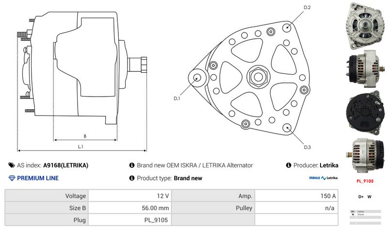 AS-PL A9168(LETRIKA) Alternator