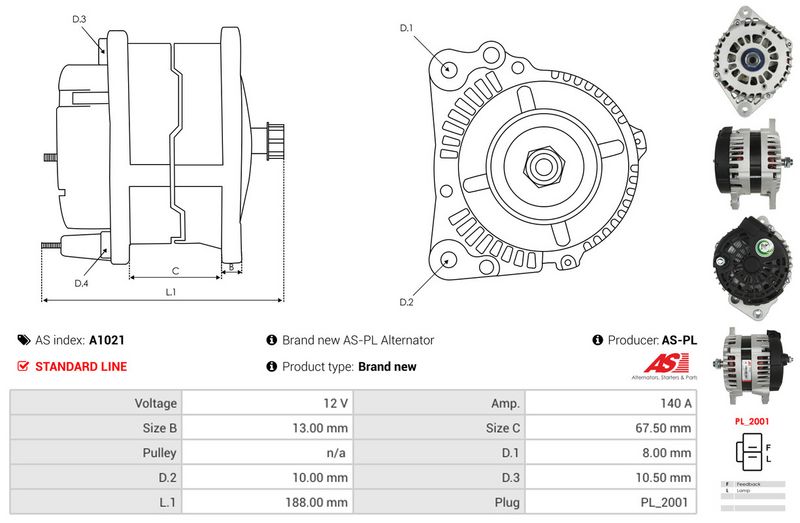 AS-PL A1021 Alternator