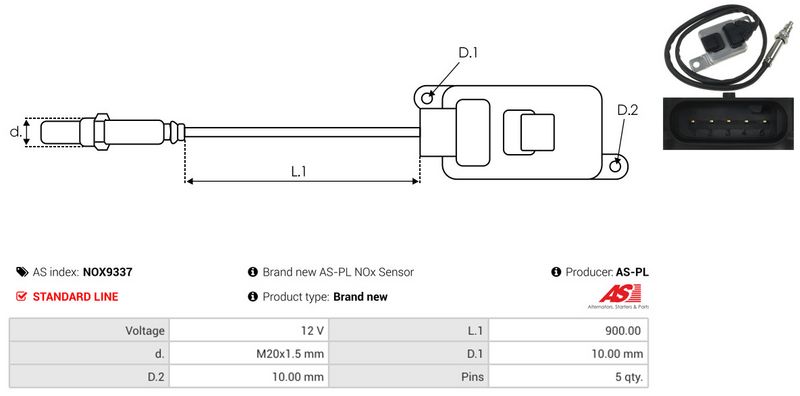 AS-PL NOX9337 NOx Sensor, urea injection