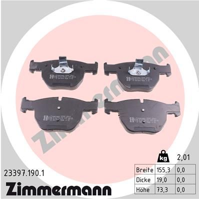 Комплект гальмівних накладок, дискове гальмо, Zimmermann 23397.190.1