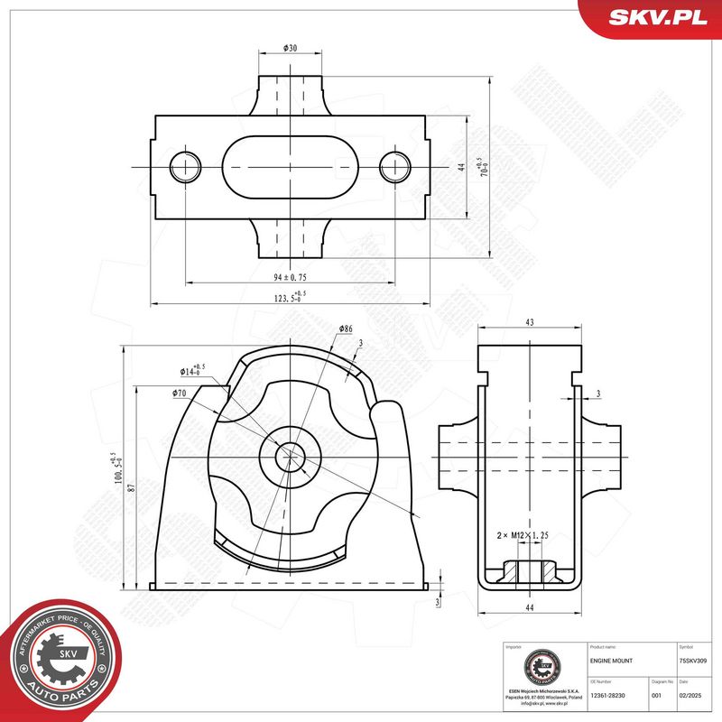 Paigutus, Mootor, ESEN SKV 75SKV309
