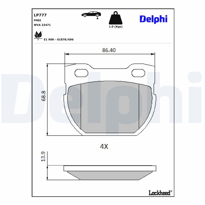 Piduriklotsi komplekt, ketaspidur, DELPHI LP777
