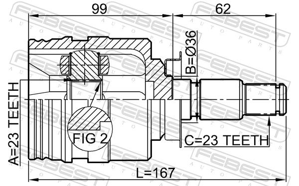 Комплект шарнірів, приводний вал, Febest 0111-SXA10RH