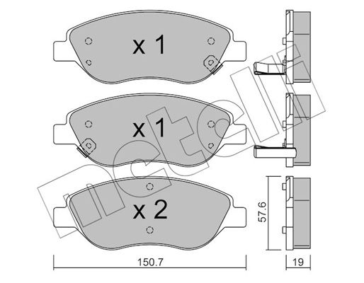 Комплект гальмівних накладок, дискове гальмо, Metelli 22-0577-2