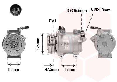 Компресор, система кондиціонування повітря, Van Wezel 3201K700