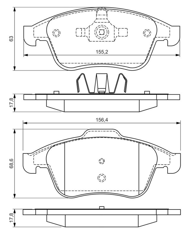 Piduriklotsi komplekt, ketaspidur, BOSCH 0 986 494 556