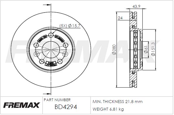 Гальмівний диск, Fremax BD-4294