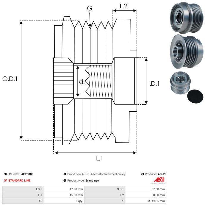 AS-PL AFP6008 Alternator Freewheel Clutch