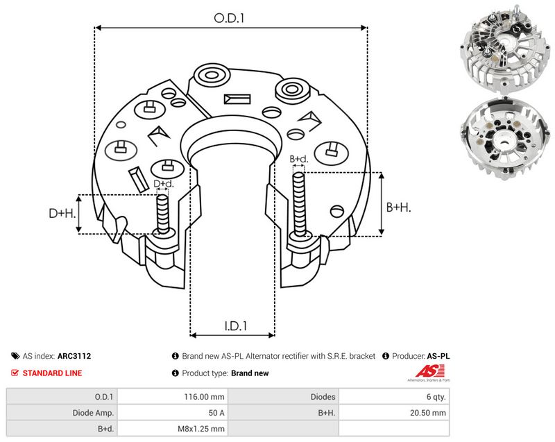 AS-PL ARC3112 Rectifier, alternator