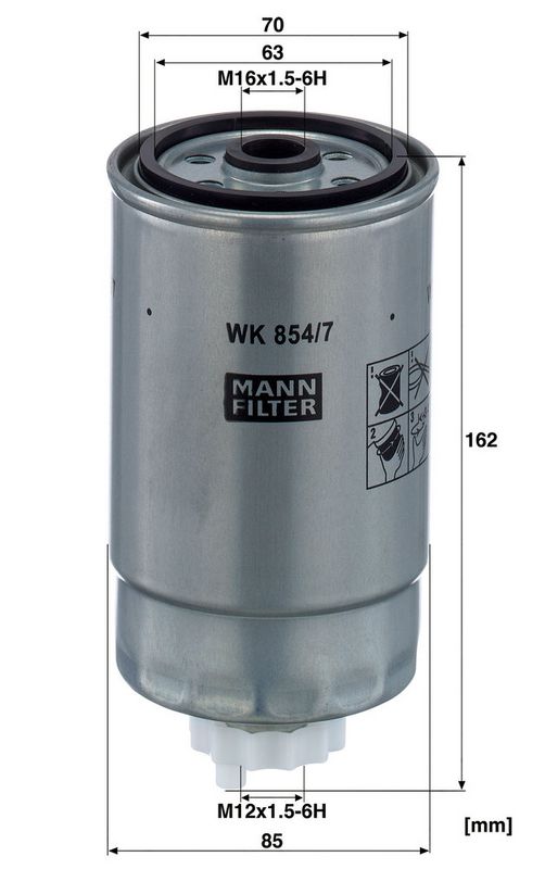 Kütusefilter, MANN-FILTER WK 854, 7