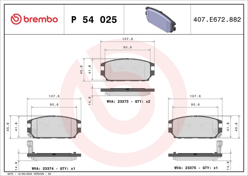 BREMBO Remblokkenset, schijfrem P 54 025