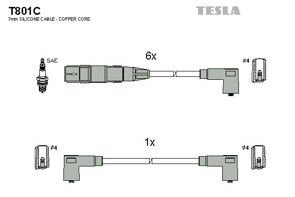 Комплект проводів високої напруги, Tesla T801C